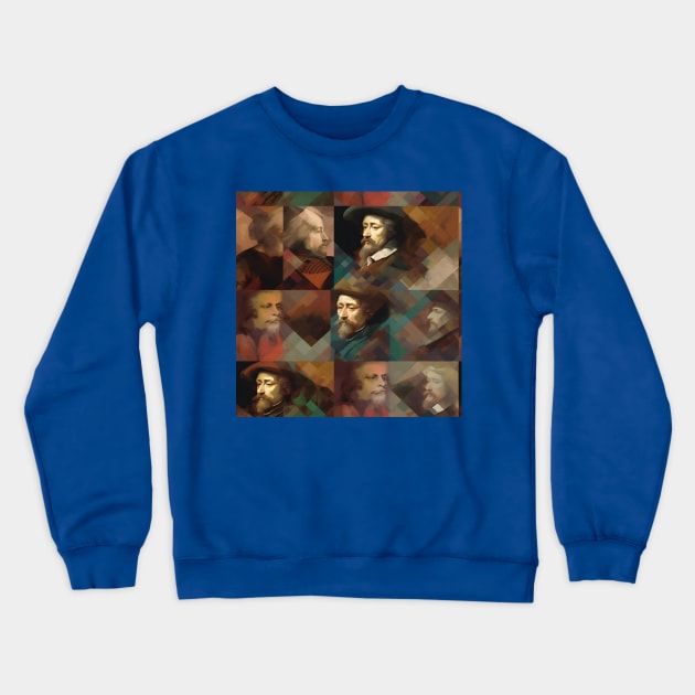 Rembrandt Paintings Mashup Crewneck Sweatshirt by Grassroots Green